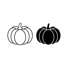 Vector Pumpkin Icons on White Background