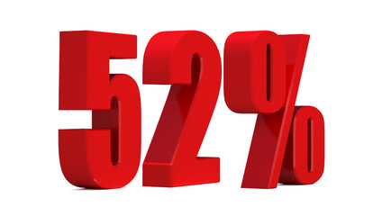 52 Percent off 3d Sign on White Background, Special Offer 52% Discount Tag, Sale Up to 52 Percent Off,big offer, Sale, Special Offer Label, Sticker, Tag, Banner, Advertising, offer
