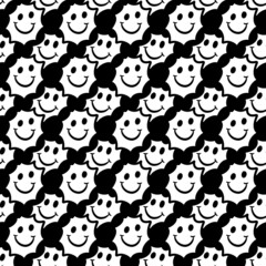 seamless pattern of cute face cartoon