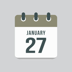 Icon day date 27 January, template calendar page