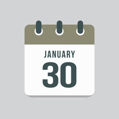 Icon day date 30 January, template calendar page