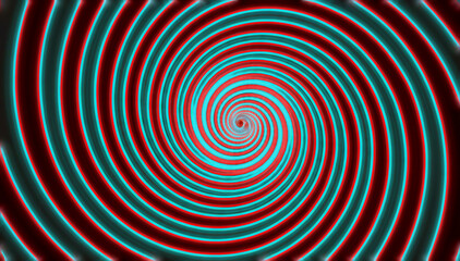 Hypnosis visualisation conept endless spiral, electrify red color