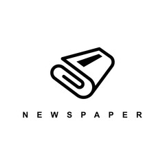 News paper and paper clip mono line logo template