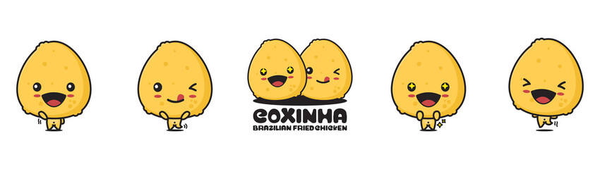 cute coxinha mascot, brazil fried chicken food cartoon illustration