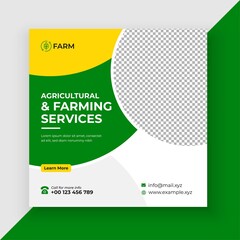 Agricultural and farming services social media post and web banner template