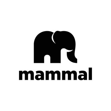 Black and white silhouette elephant logo template