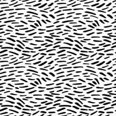 Hand drawn abstract line ink black seamless pattern isolated on white background. Vector illustration. Freehand monochrome brush textured drawing. Design for textile, wrapping paper, wallpaper