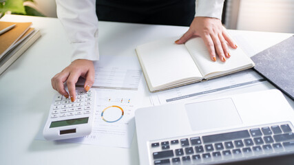 Auditor or internal revenue service staff, Business women checking annual financial statements of company. Audit Concept