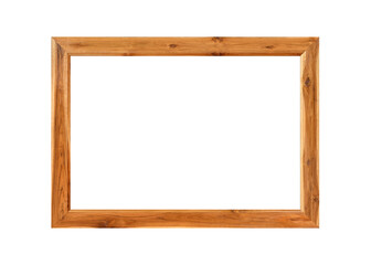 New natural teak (Tectona grandis) wooden frame isolate on white background. Clipping path.