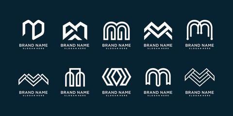 Letter M logo collection with creative element concept Premium Vector