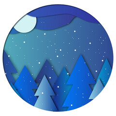 christmas night landscape. winter