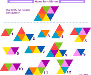   Logic game for children. What elements does the pattern consist of 