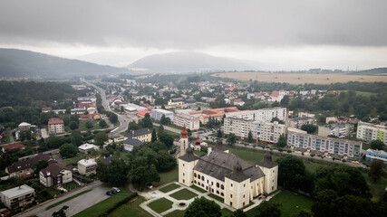 Aerial view of the manor house in Hanusovce nad Toplou, Slovakia