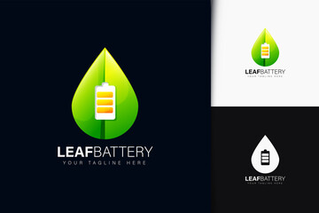 Leaf battery logo design with gradient