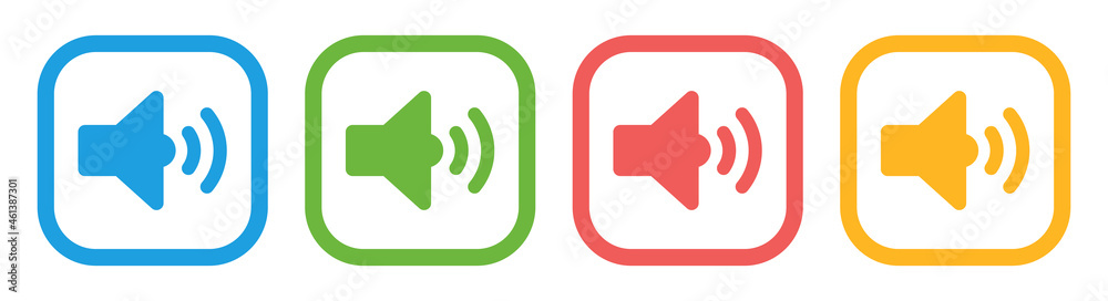 Poster Sound symbol. Volume speaker icon buttons set vector illustration.
