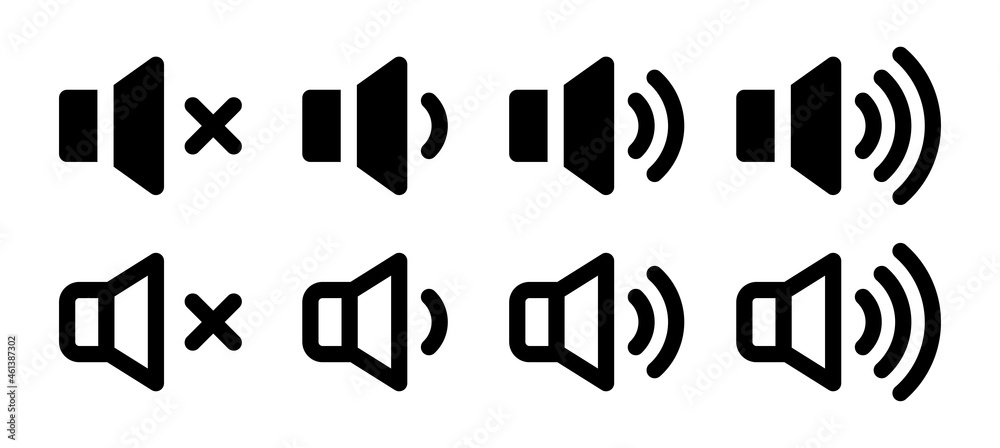 Poster audio speaker volume icon set. vector illustration. sound volume icon.