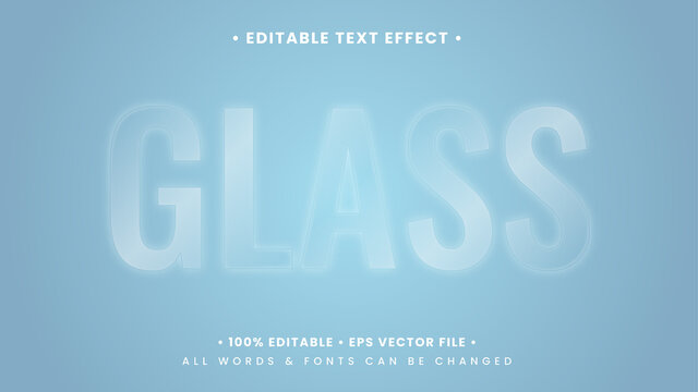 Glossy Clear Glass 3d Text Style Effect. Editable illustrator text style.