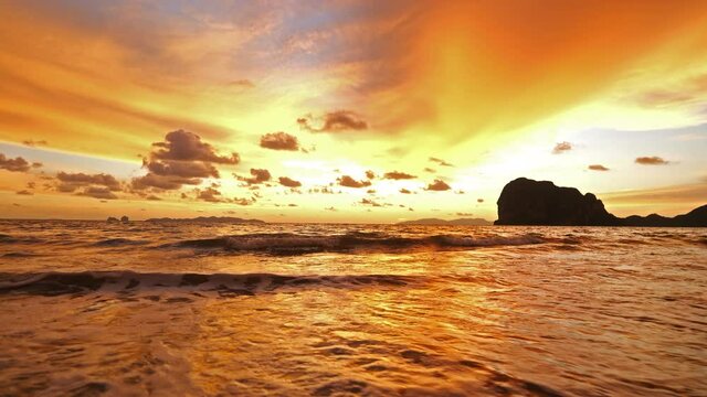 Tropical sea at sunset summer nature background