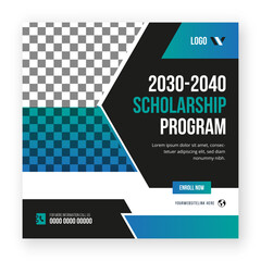 Educational, Abroad Studies, Back to School, Kids School Admission, Higher University Admission Vector social media post or square banner template