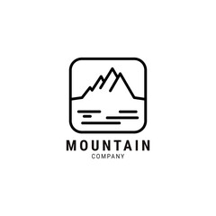 Minimalist Retro Vintage Mountain Adventure Hill design framed on Square