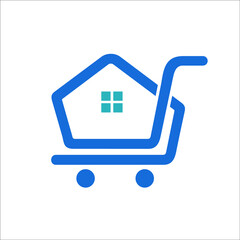 shopping cart icon with house