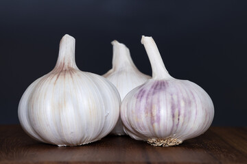 Garlic Cloves Bulb, Asian food favor herbal ingredient closeup studio shot