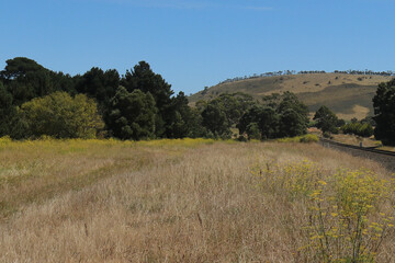 hills and blue sky in Gordon, rural Australia