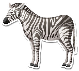 Fototapeta na wymiar A sticker template of zebra cartoon character