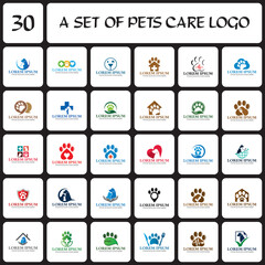 a set of pets care logo , a set of veterinary logo