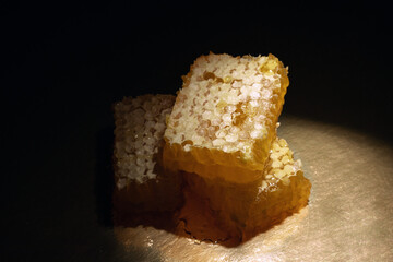 sweet organic honey on dark background