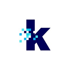 k letter lowercase pixel mark digital 8 bit logo vector icon illustration