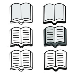 set of books icon with different color style
