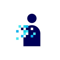 people human pixel mark digital 8 bit logo vector icon illustration