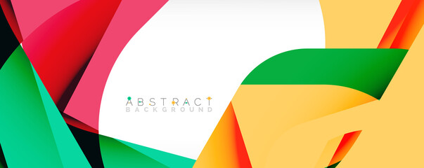 Geometric abstract background - multicolored abstract shapes on white. Vector Illustration For Wallpaper, Banner, Background, Landing Page