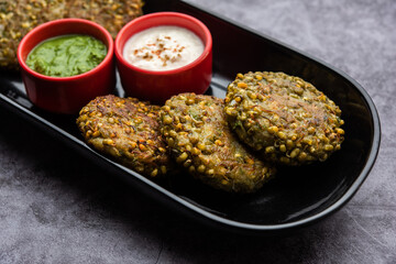 Sprouted Moong dal tikki or patties