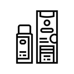 clarifier and oxide packages for hair coloring line icon vector. clarifier and oxide packages for hair coloring sign. isolated contour symbol black illustration
