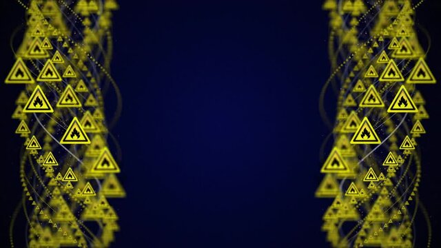 Flame, Flammable Danger Symbols Animation, Rendering, Background, Loop, 4k
