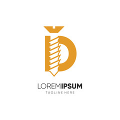 Letter D Initial Screw Logo Design Vector Icon Graphic Emblem Illustration Background Template