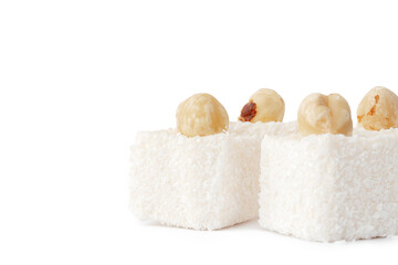 Turkish delight dessert isolated on white background