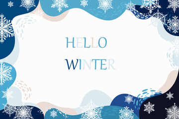 Vector poster on a winter theme with snowflakes and a place for text.