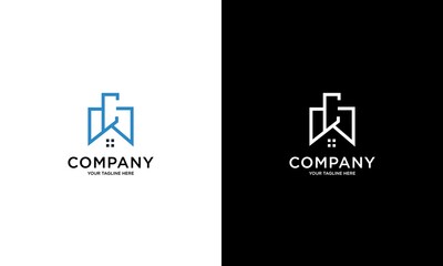 Obraz premium Vector symbol design for real estate company. Abstract building logo design template. City skyline logo layout. Home icon ideas. Silhouette of a house. Construction sign.