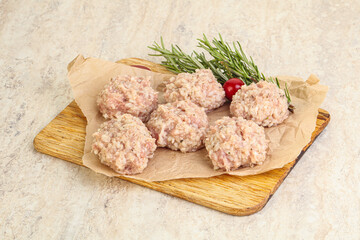 Traditional homemade raw pork meatballs