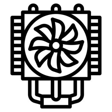 black fan cooling system outline clip art preview