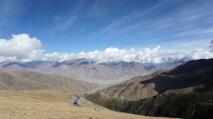 Beautiful Blue Sky Mountain Rock Landscape in Tibet