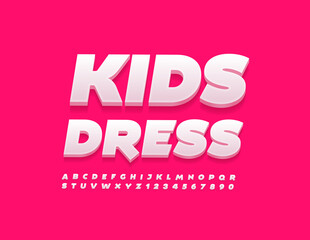 Vector cute logo Kids Dress. Artistic 3D Font. White creative Alphabet Letters and Numbers set