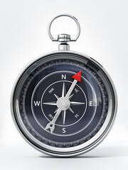 Vintage compass with black gauge isolated on white background. 3D illustration