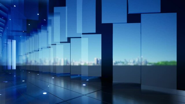 Abstract background of digital wide horizon with glass sheets
