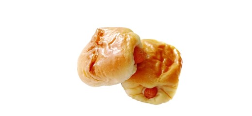 Sausage bread on a white background.