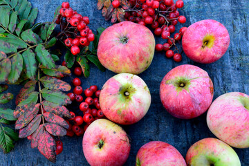 red apples on a wooden table
