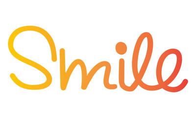 Smile Gradient Creative stylish Text calligraphy lettering Vector art illustration Isolated on White background. 